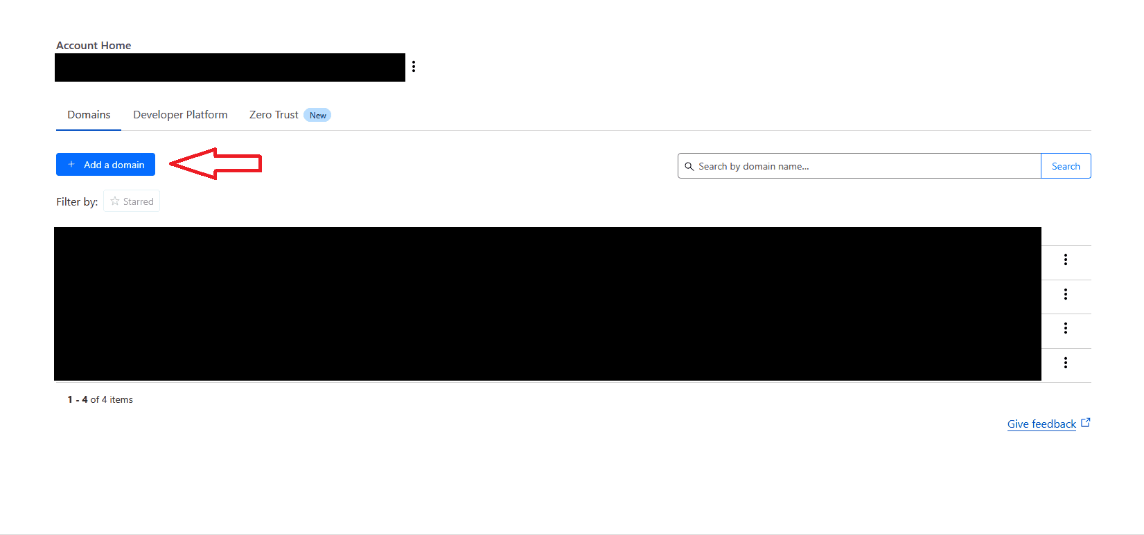 Przycisk Add a domain