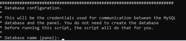Database configuration